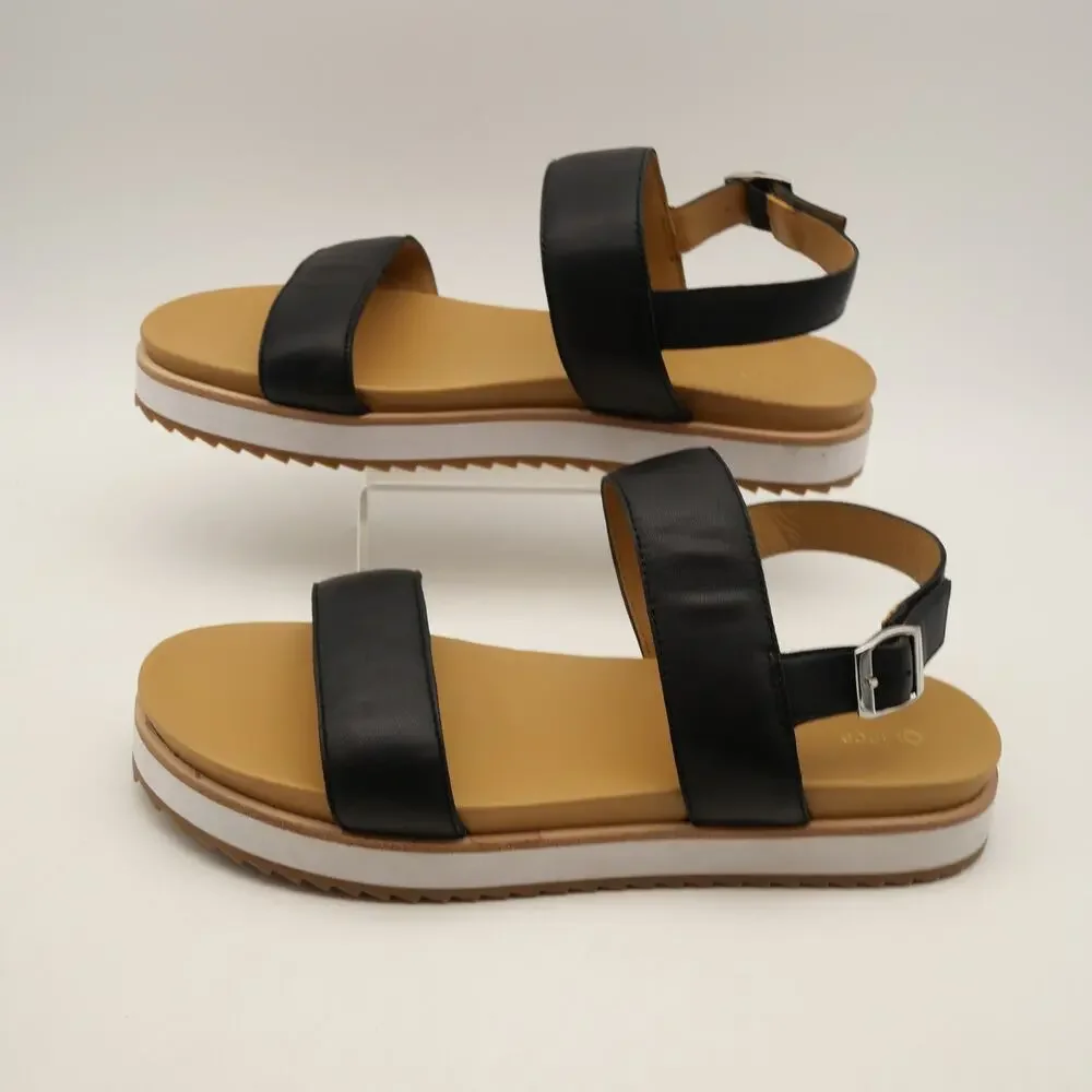 Quince Sandals Women's 8 Italian Leather Platform Shoes  Black NEW